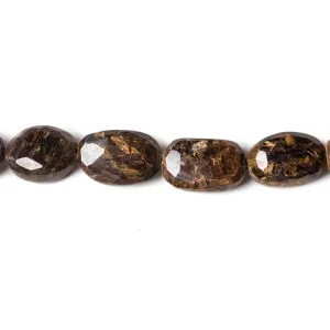10x8-14x10mm Bronzite straight drilled faceted oval beads 13 inch 24 pieces