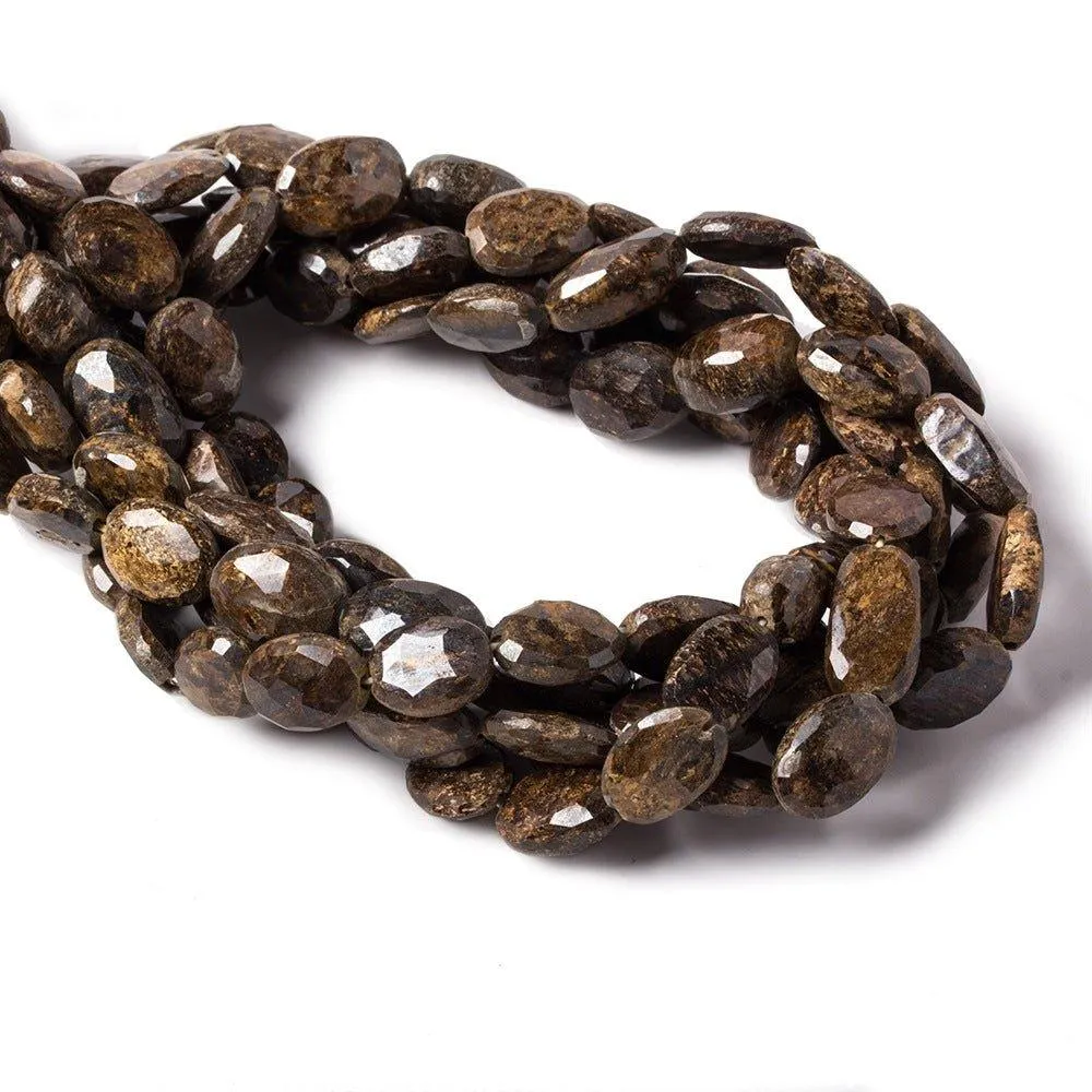 10x8-14x10mm Bronzite straight drilled faceted oval beads 13 inch 24 pieces