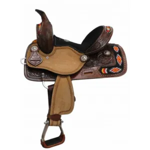 12" DOUBLE T YOUTH/PONY EMBROIDERED NAVAJO SADDLE