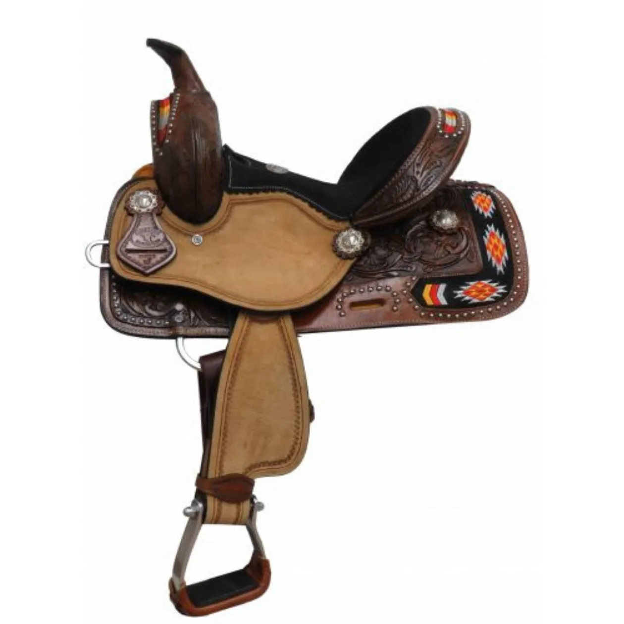 12" DOUBLE T YOUTH/PONY EMBROIDERED NAVAJO SADDLE