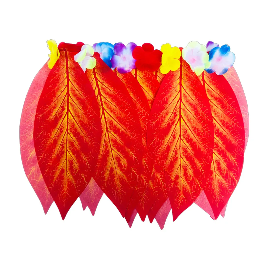 Adult Hawaiian Leaf Skirt Fancy Dress - Orange