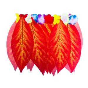 Adult Hawaiian Leaf Skirt Fancy Dress - Orange