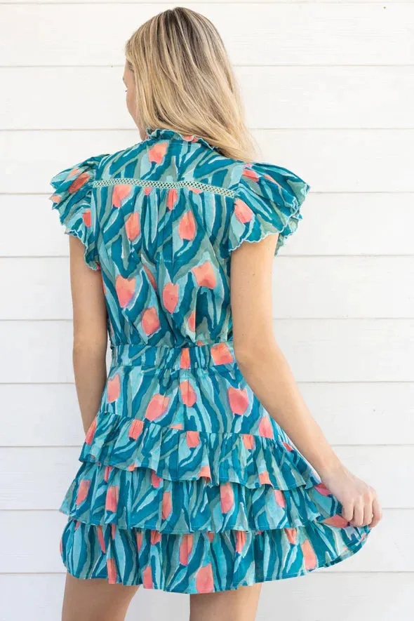 ALL Ariana Ruffle Skirt in Tulip Print