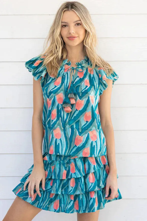 ALL Ariana Ruffle Skirt in Tulip Print