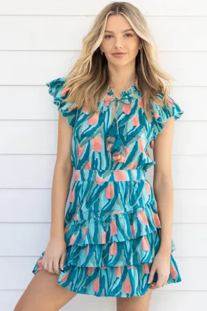 ALL Ariana Ruffle Skirt in Tulip Print