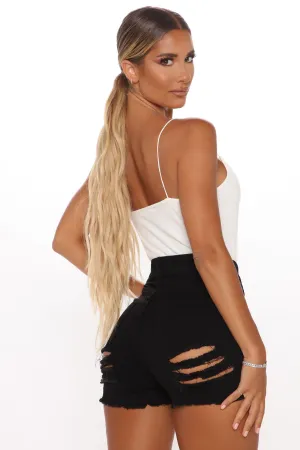 All The Booty Ripped Denim Shorts - Black