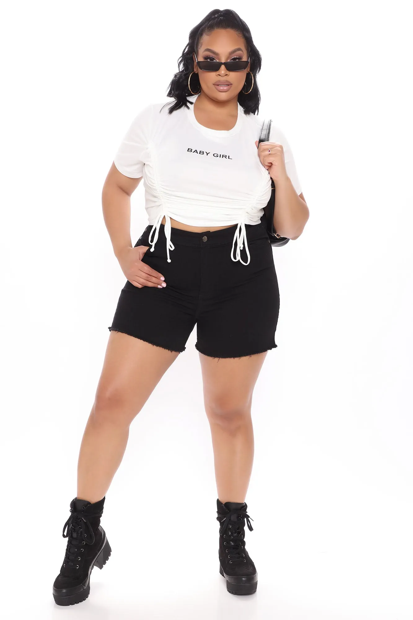 All The Booty Ripped Denim Shorts - Black