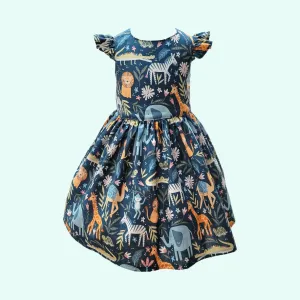 Animal print dress Girls Zoo themed dress, Safari dress for baby, Girls jungle theme dress, Animal girls dress , Toddler jungle dress