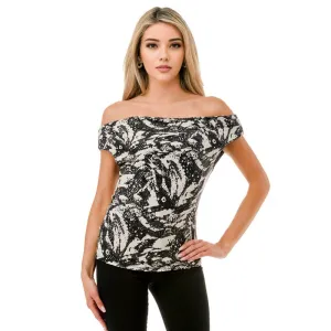 Ariella Printed Off the Shoulder Top