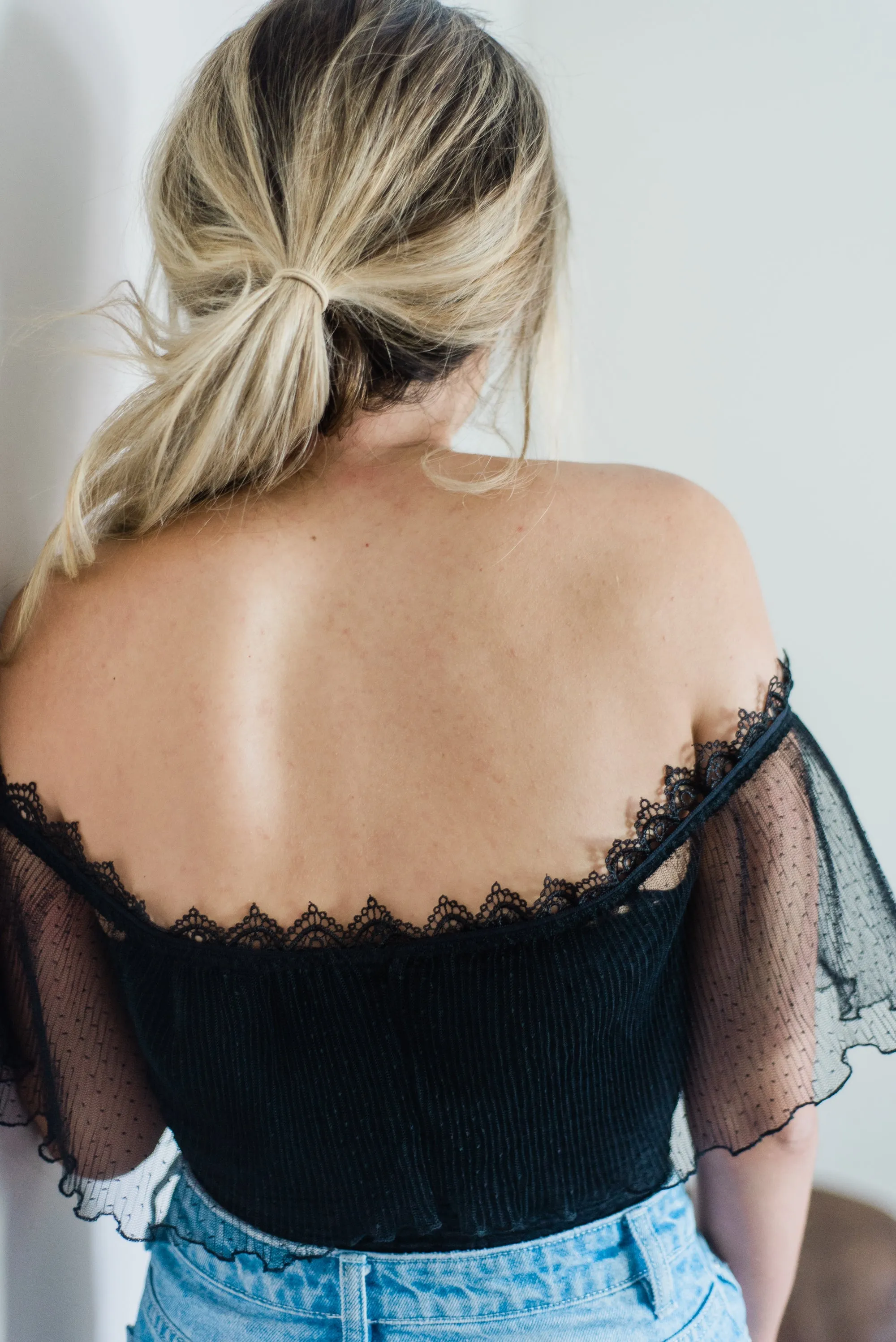 Aster Black Off The Shoulder Crop Top