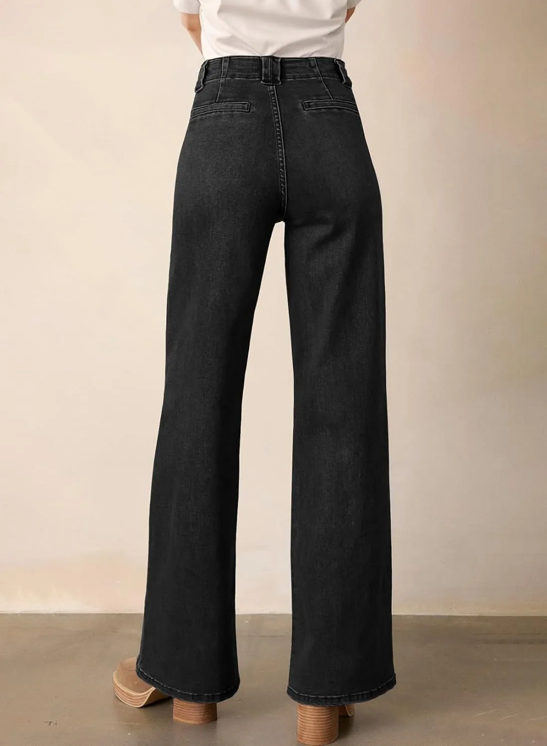 Astylish Women??s High Waisted Straight Leg Jeans Stretchy Wide Leg Jeans Trendy Denim Pants