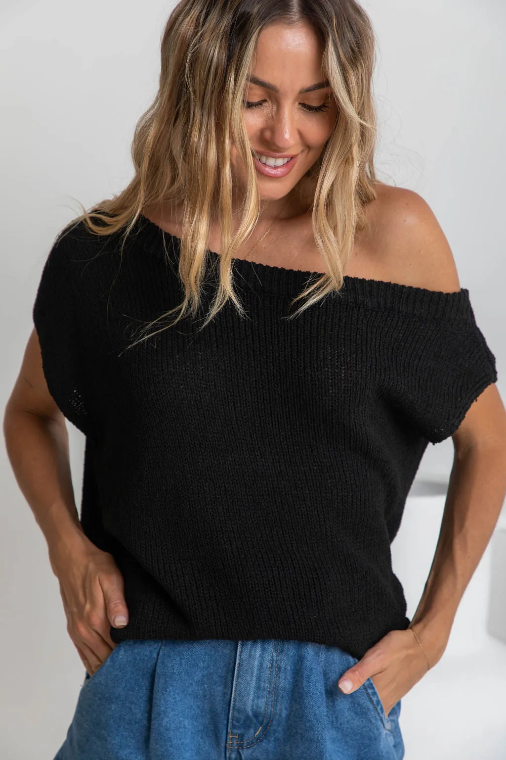 Avalon Off-The-Shoulder Top - Black