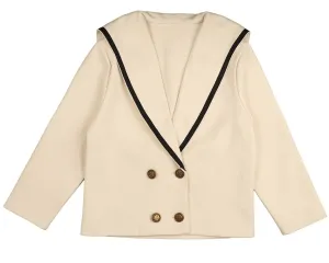 Belati Cream Sailor Collar Scuba Jersey Jacket