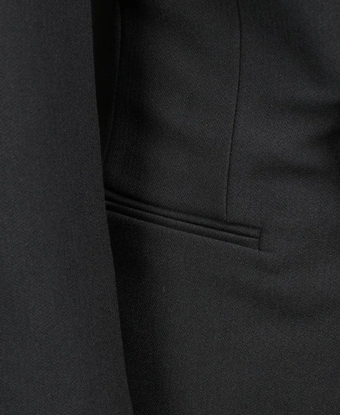 Black 2 piece Casual Slim Fit Peak Lapel Solid Color Men's Suit (Blazer Pants)
