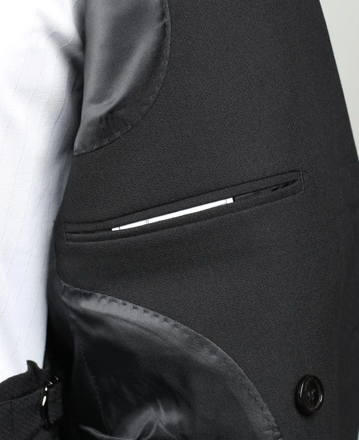 Black 2 piece Casual Slim Fit Peak Lapel Solid Color Men's Suit (Blazer Pants)