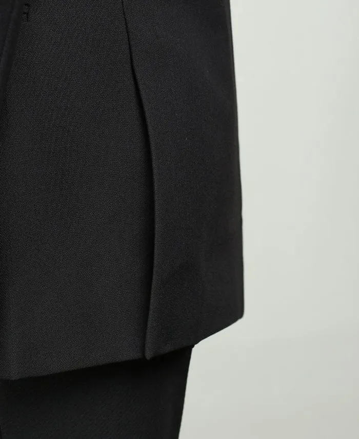 Black 2 piece Casual Slim Fit Peak Lapel Solid Color Men's Suit (Blazer Pants)