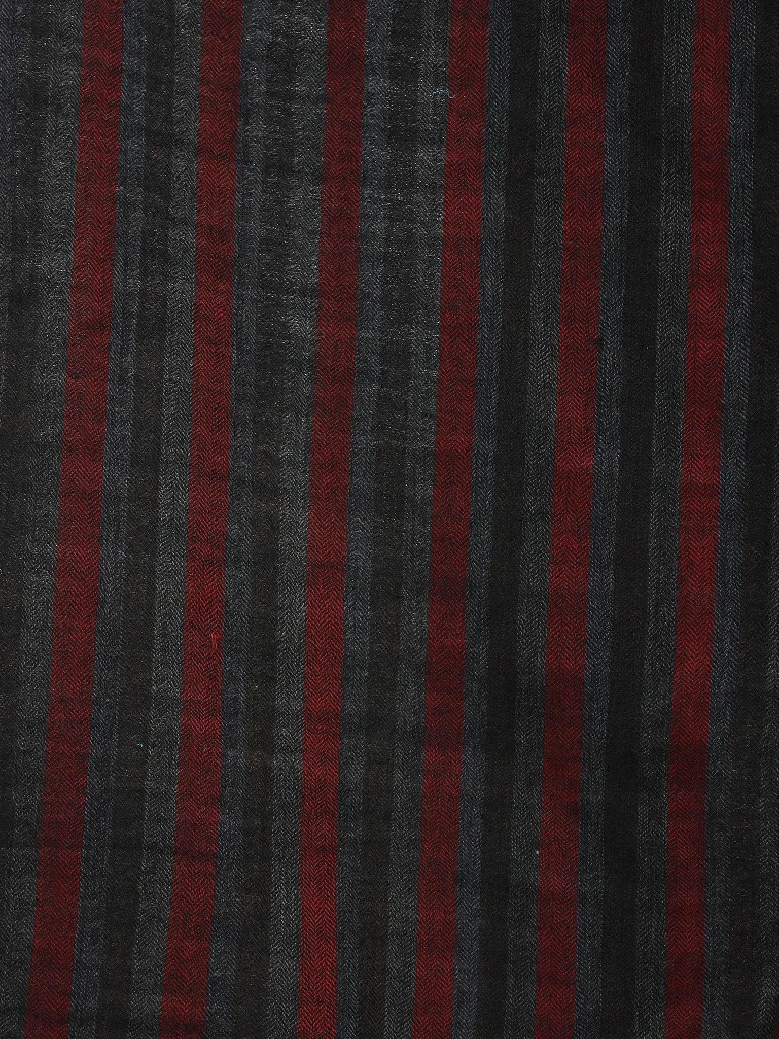 Black Grey Maroon Striped Cashmere Fine Woolen Stole - S6317198