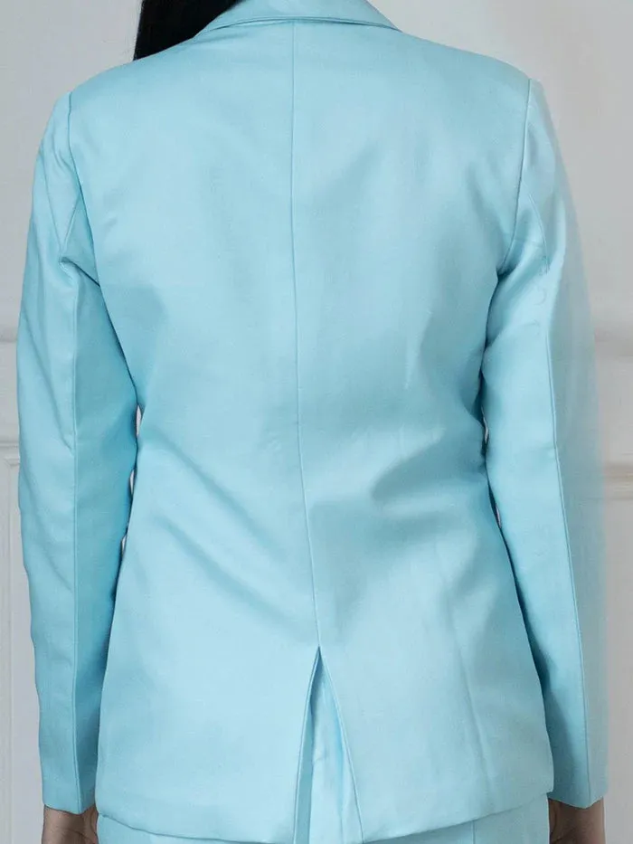 Blue Women's Corporate Poly Viscose Pant Suit