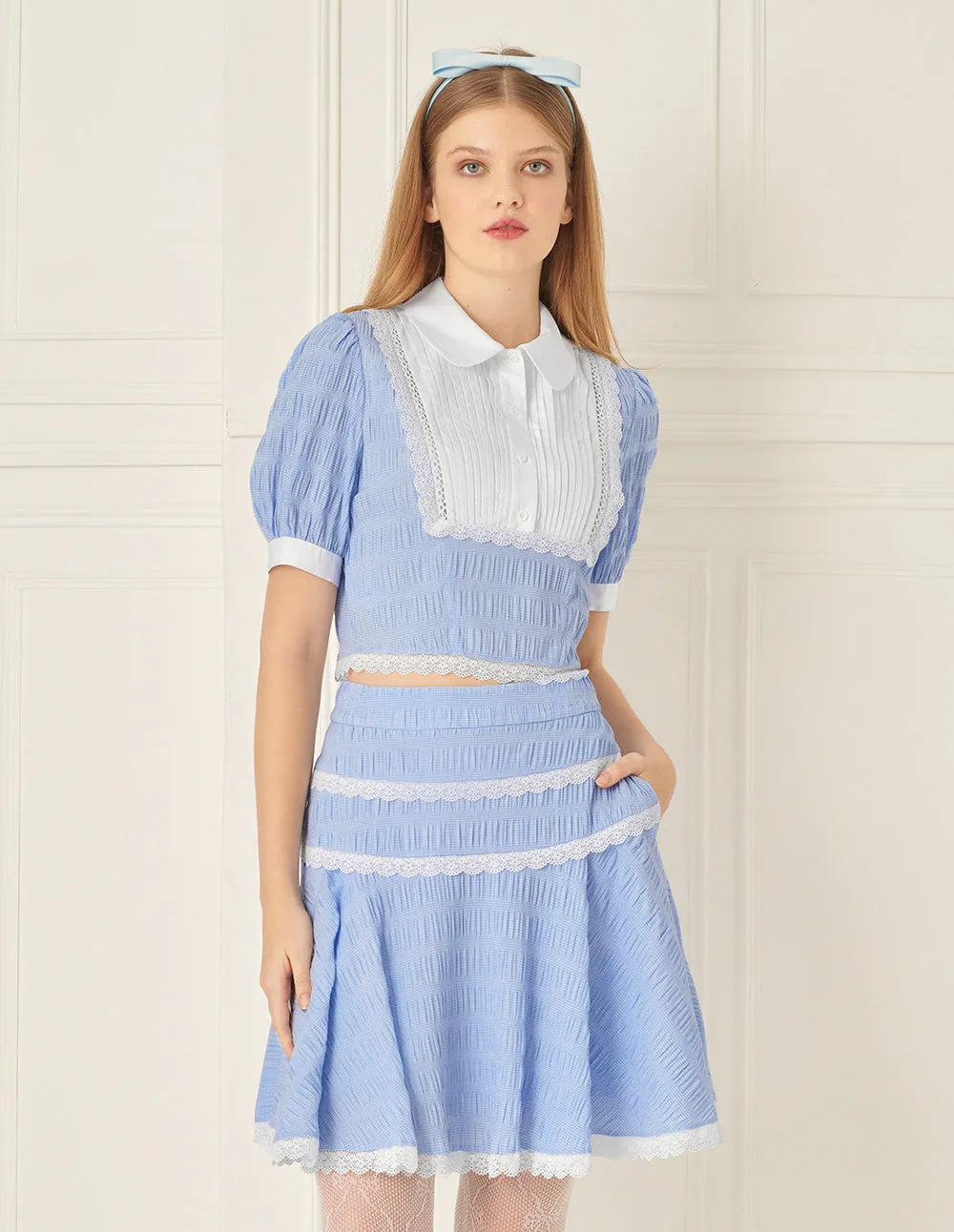 BORA AKSU Lace Paneled A-Line Skirt