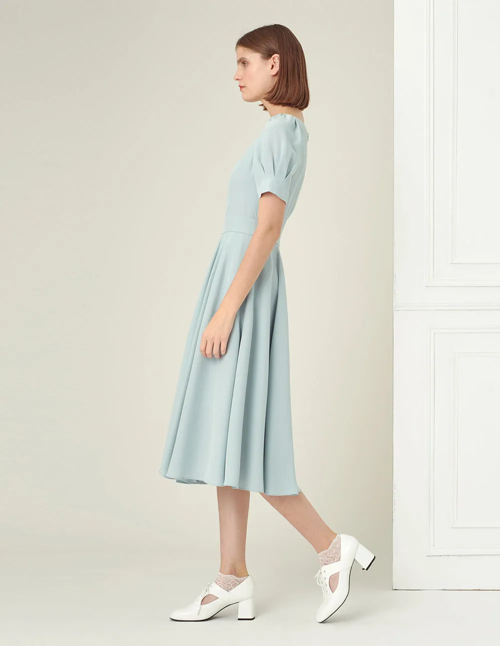 BORA AKSU Light mint green small square collar dress