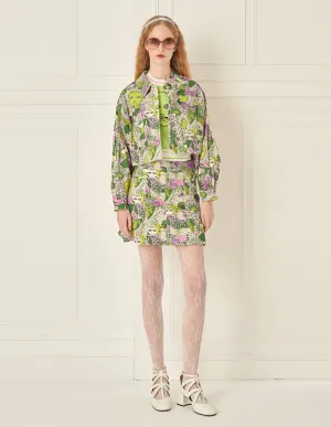 BORA AKSU Printed Slim Fit A-Line Denim Skirt