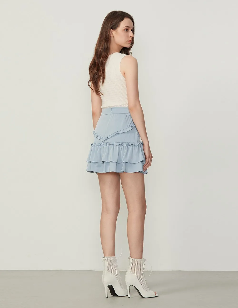 BORA AKSU Ruffle Splicing A-Line Mini Skirt