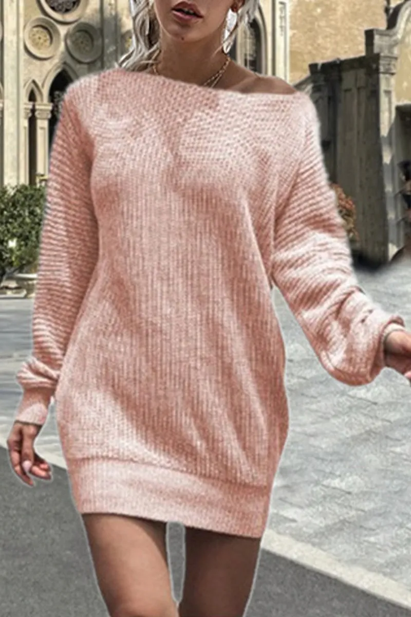 Casual Simplicity Solid Off the Shoulder A Line Dresses