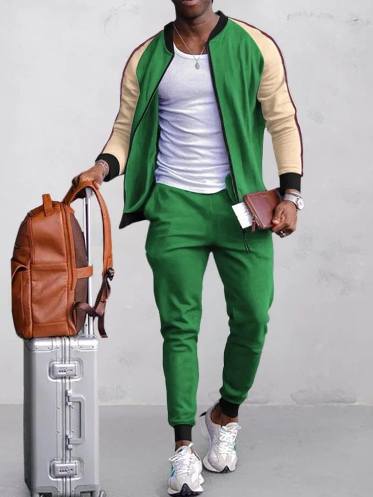 Casual Splicing Tracksuit Set