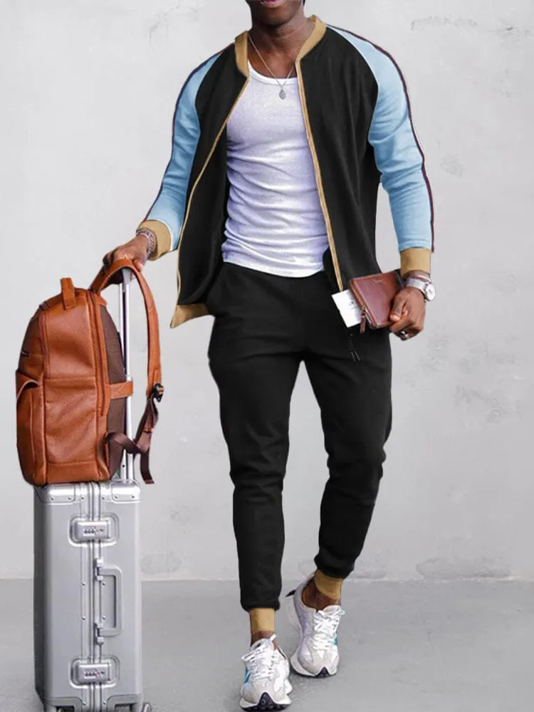 Casual Splicing Tracksuit Set
