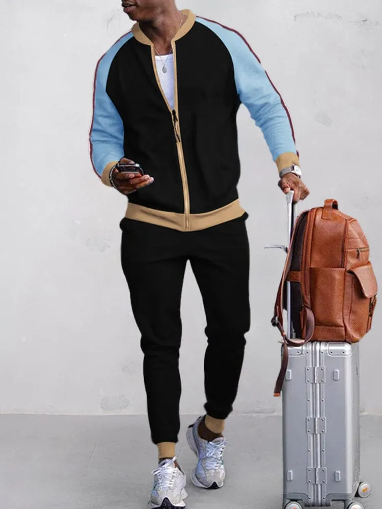 Casual Splicing Tracksuit Set