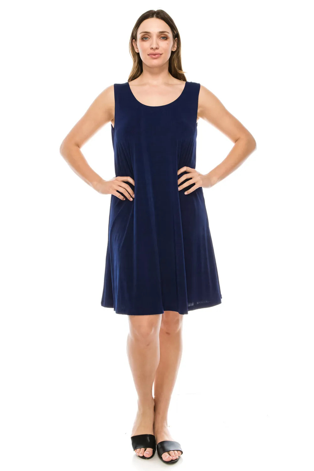 Classic Stretch Short Sleeveless Dress-7003BN-TRS1