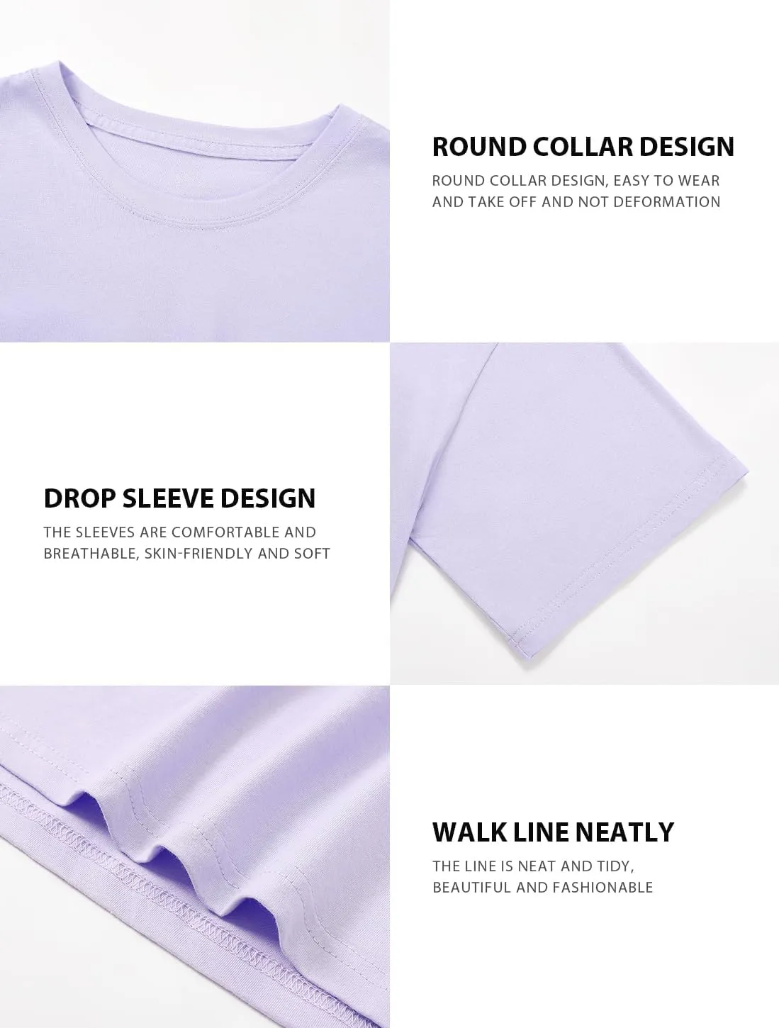 Cosy Pyro 4-Pack Women's Cotton Crop T-Shirts Short Sleeve Solid Cropped Athletic Top Round Neck Casual Workout Yoga Tees
