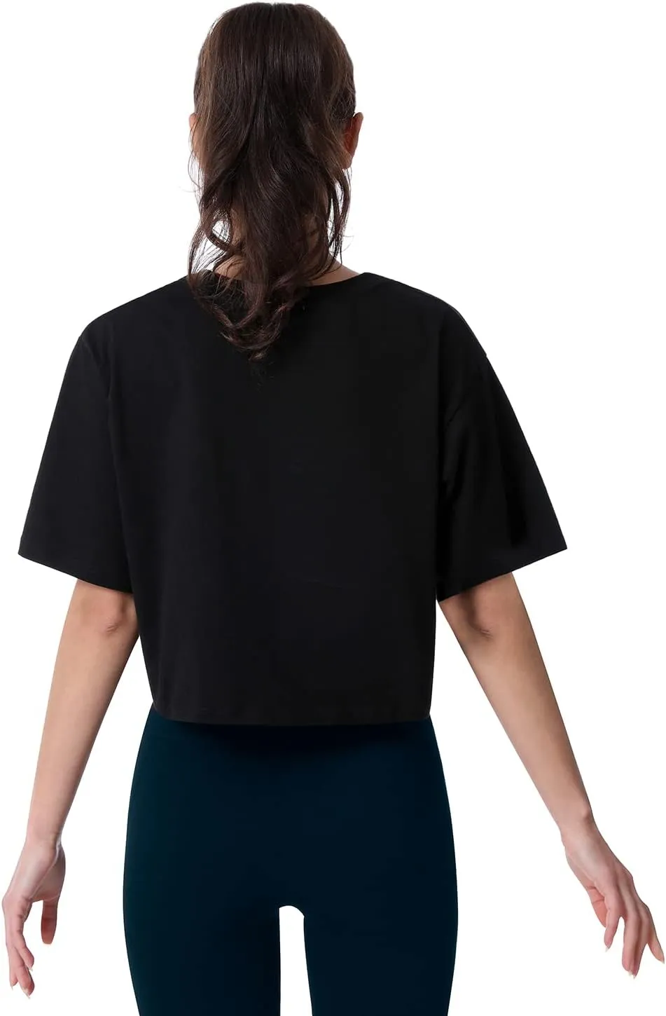 Cosy Pyro 4-Pack Women's Cotton Crop T-Shirts Short Sleeve Solid Cropped Athletic Top Round Neck Casual Workout Yoga Tees