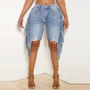 Cowgirl Side Tassel Denim Shorts - Culture Heaven Special