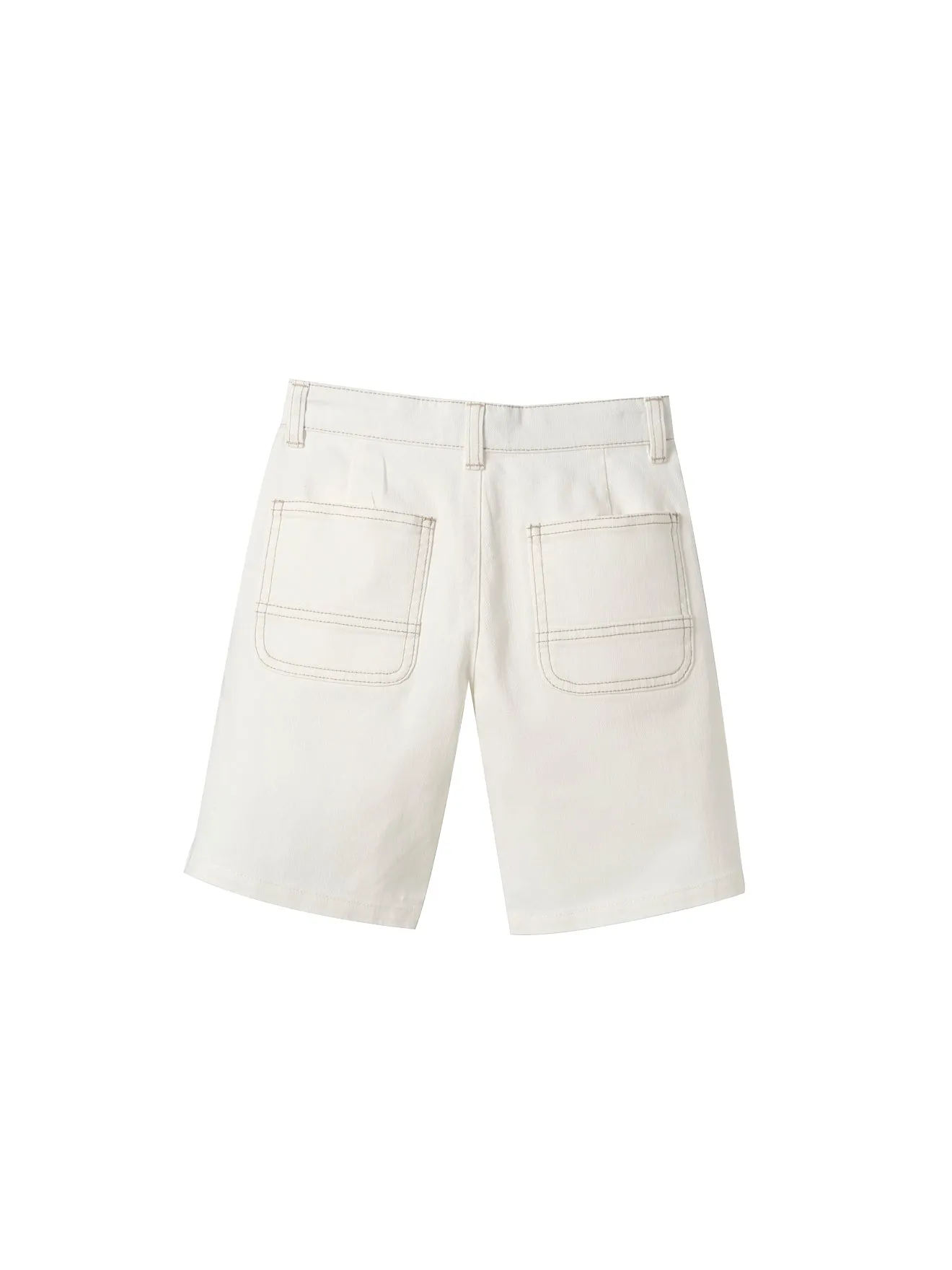 Cyrillus - Short 5 Poches Denim - Blanc Clair Uni - Garçon