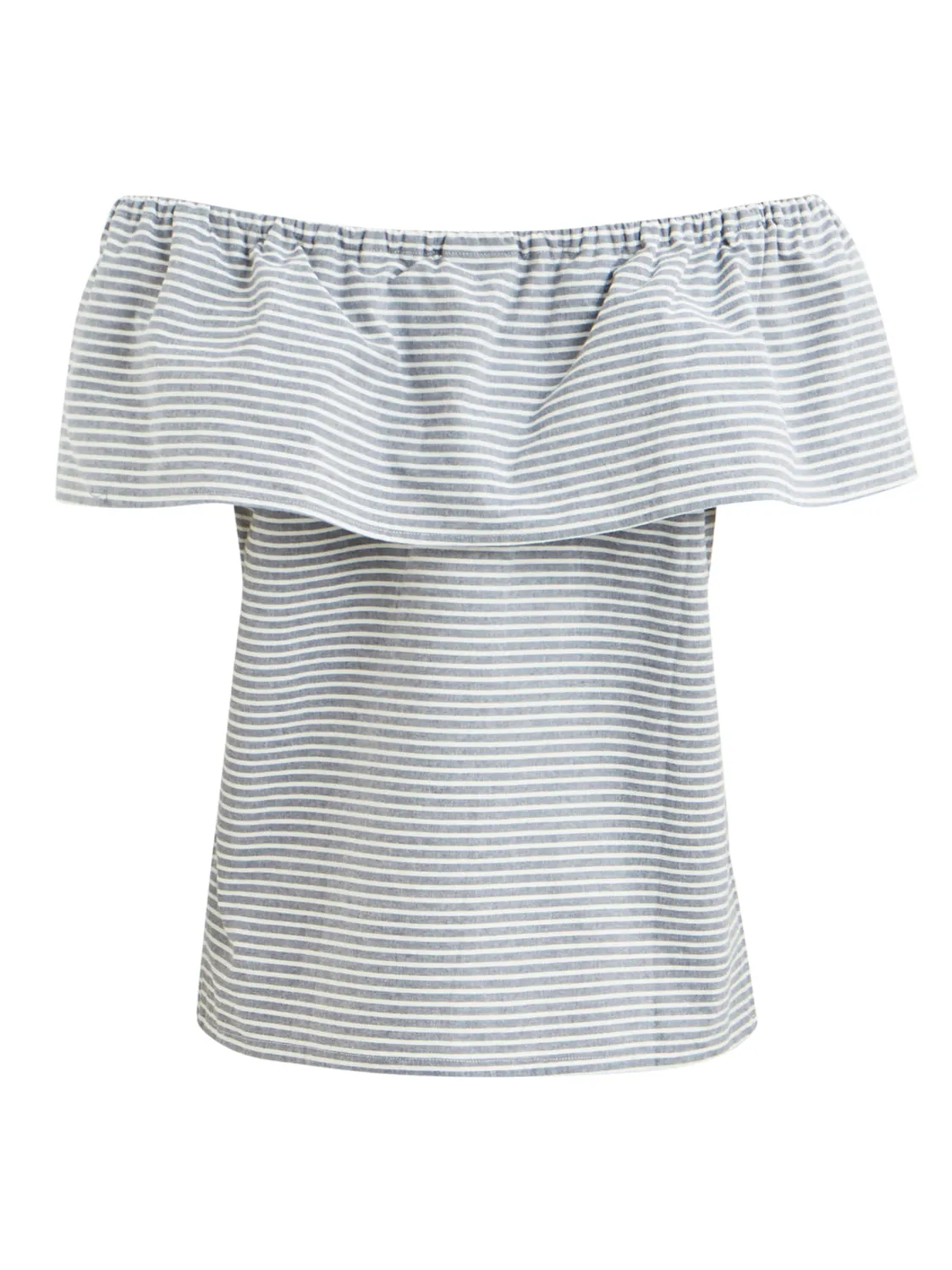 Delina Off-Shoulder Top - Grisaille Stripe