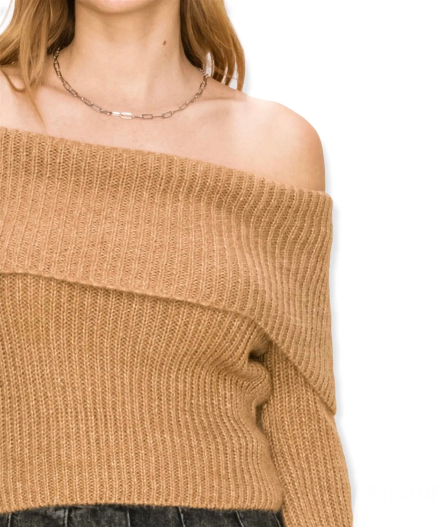 Dream On Off-The-Shoulder Ribbed Sweater