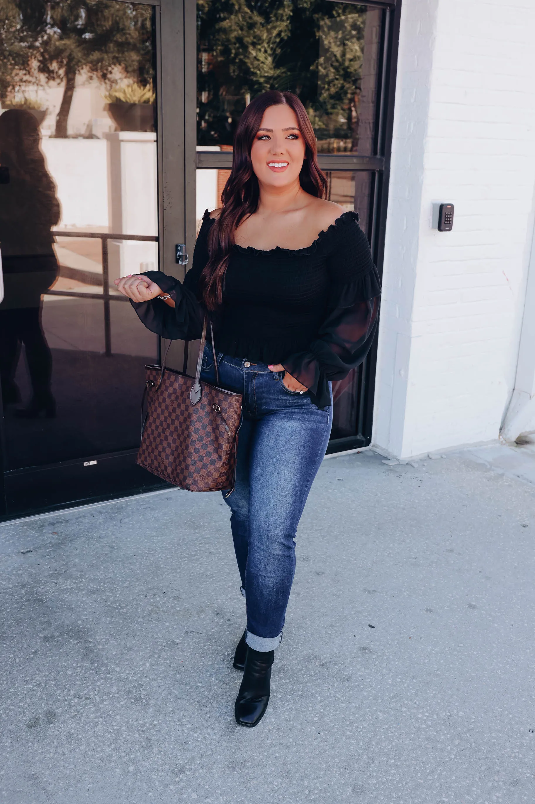 Ella Off The Shoulder Crop Top - Black