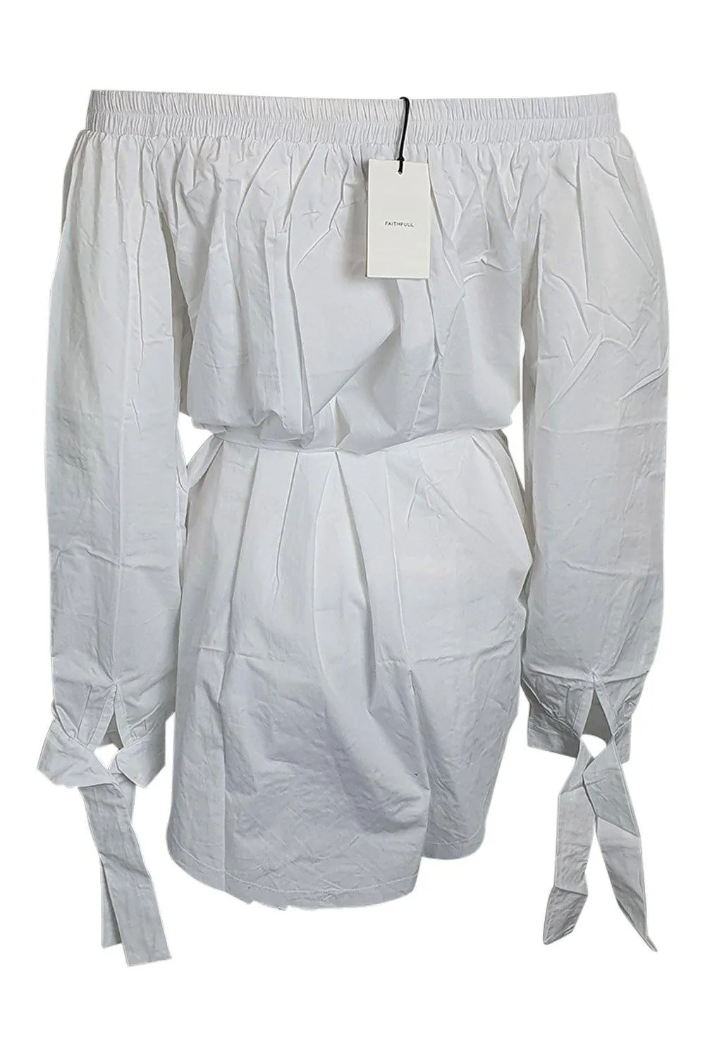 FAITHFULL THE BRAND White Polonia Off Shoulder Top (M | UK 10 | AU 10)