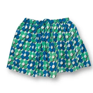 Girls Mini Boden Size 2/3 Blue & Green Floral Elastic Waist Skirt