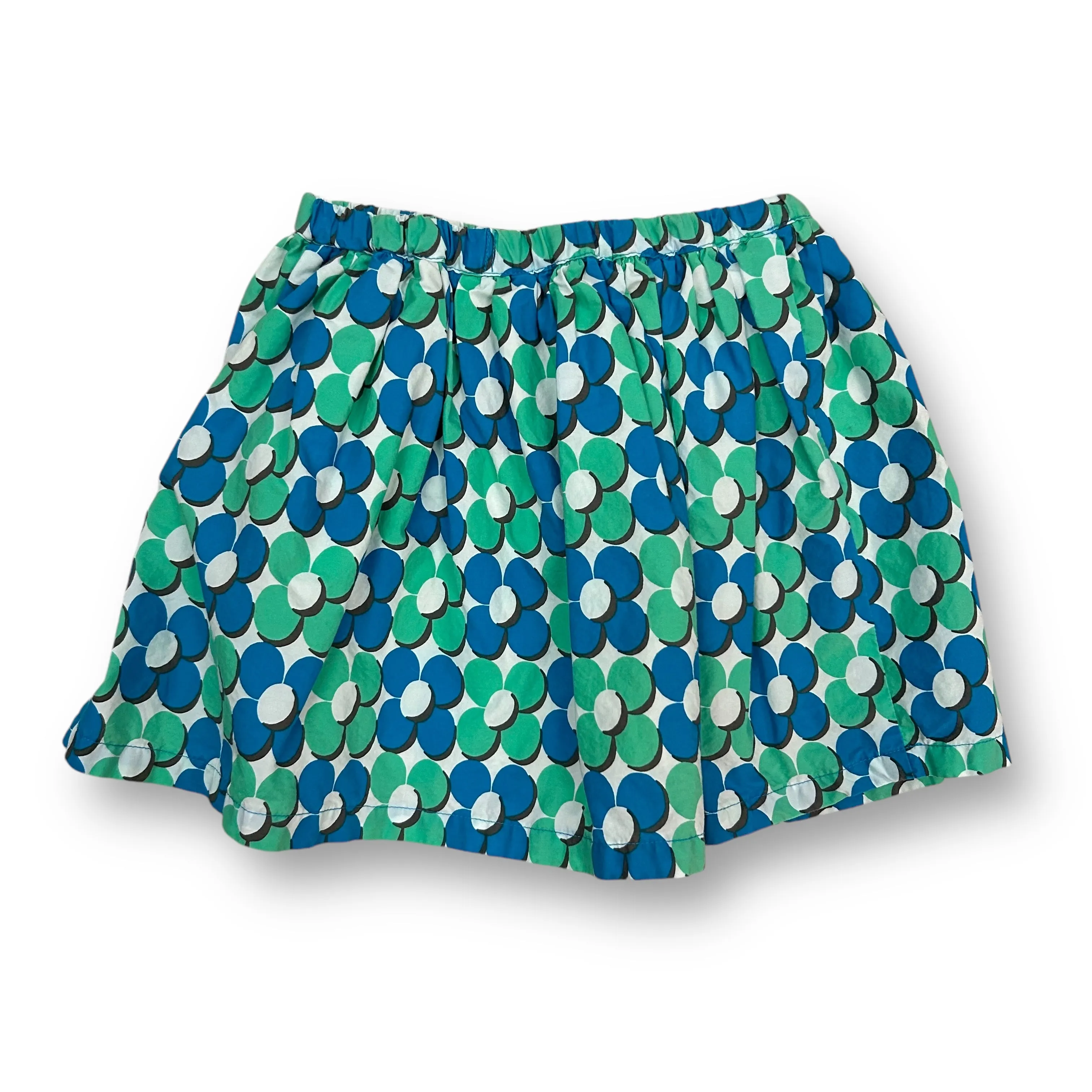 Girls Mini Boden Size 2/3 Blue & Green Floral Elastic Waist Skirt