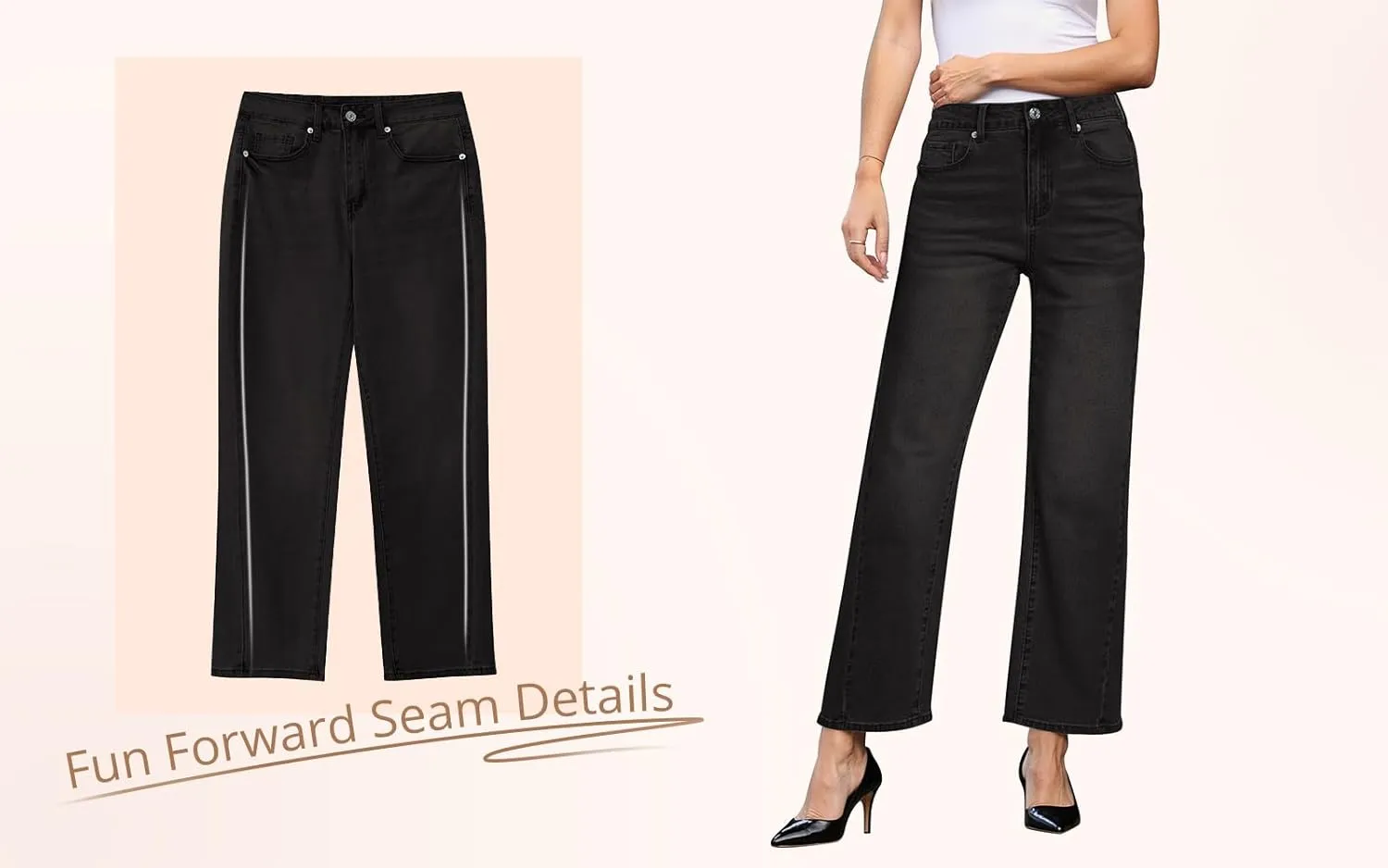 GRAPENT Straight Leg Jeans for Women High Waisted Trendy Ankle Length Forward Seams Stretchy Denim Pants Baggy Jeans
