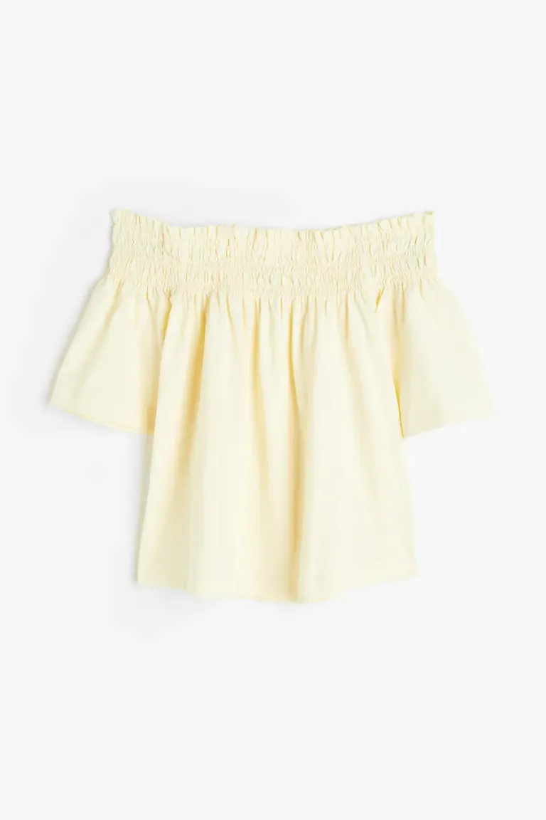 H&M Off Shoulder Jersey Top, Light Yellow