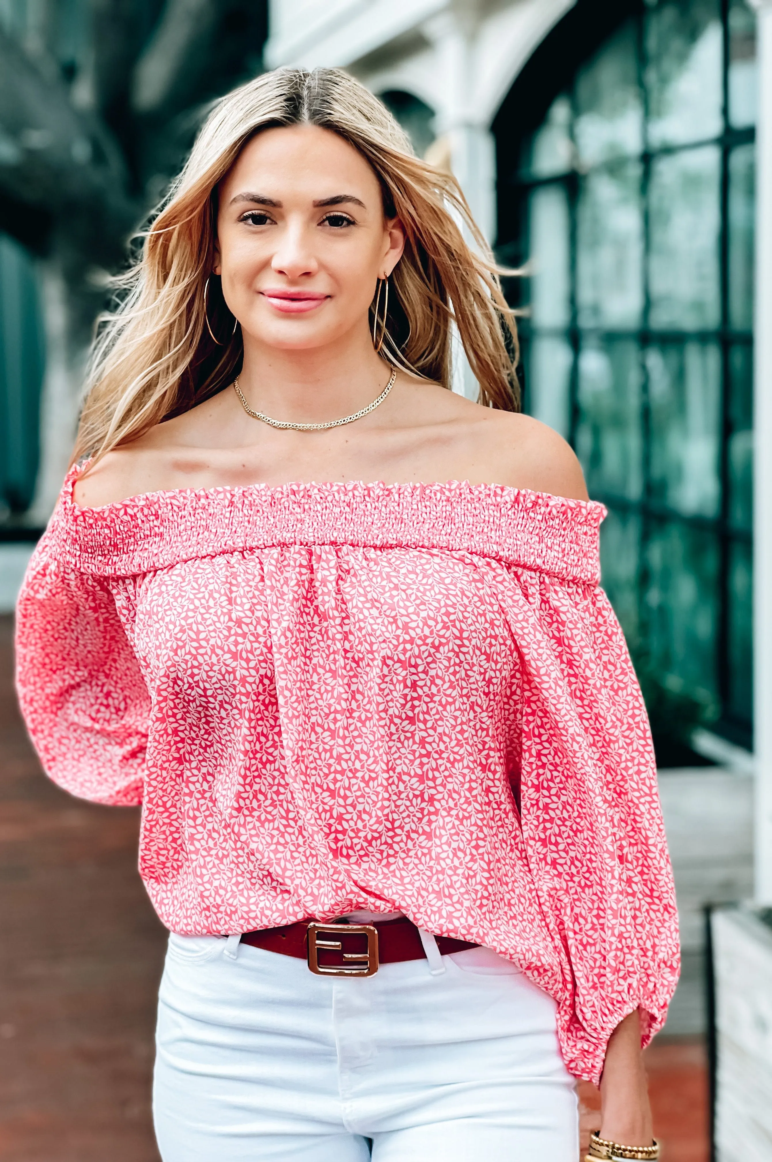 Hibiscus Off the Shoulder Top