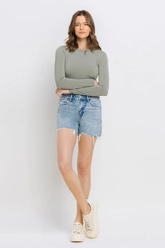 High Rise Raw Hem Shorts *ONLINE ONLY*