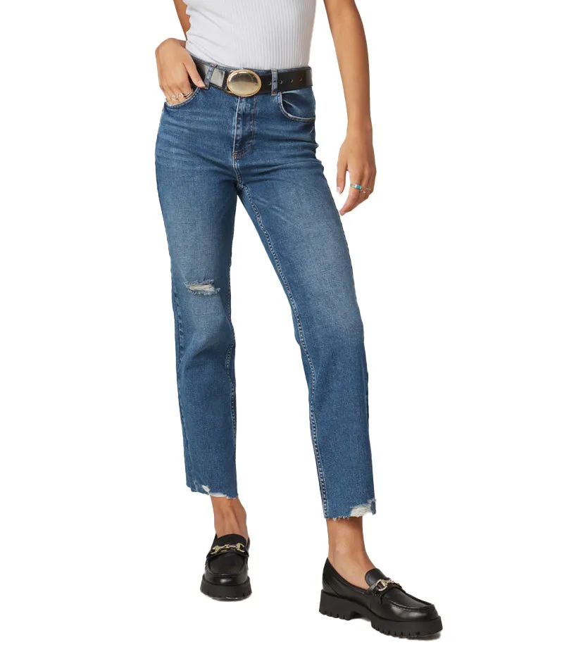 High Rise Straight Medium Wash Jeans