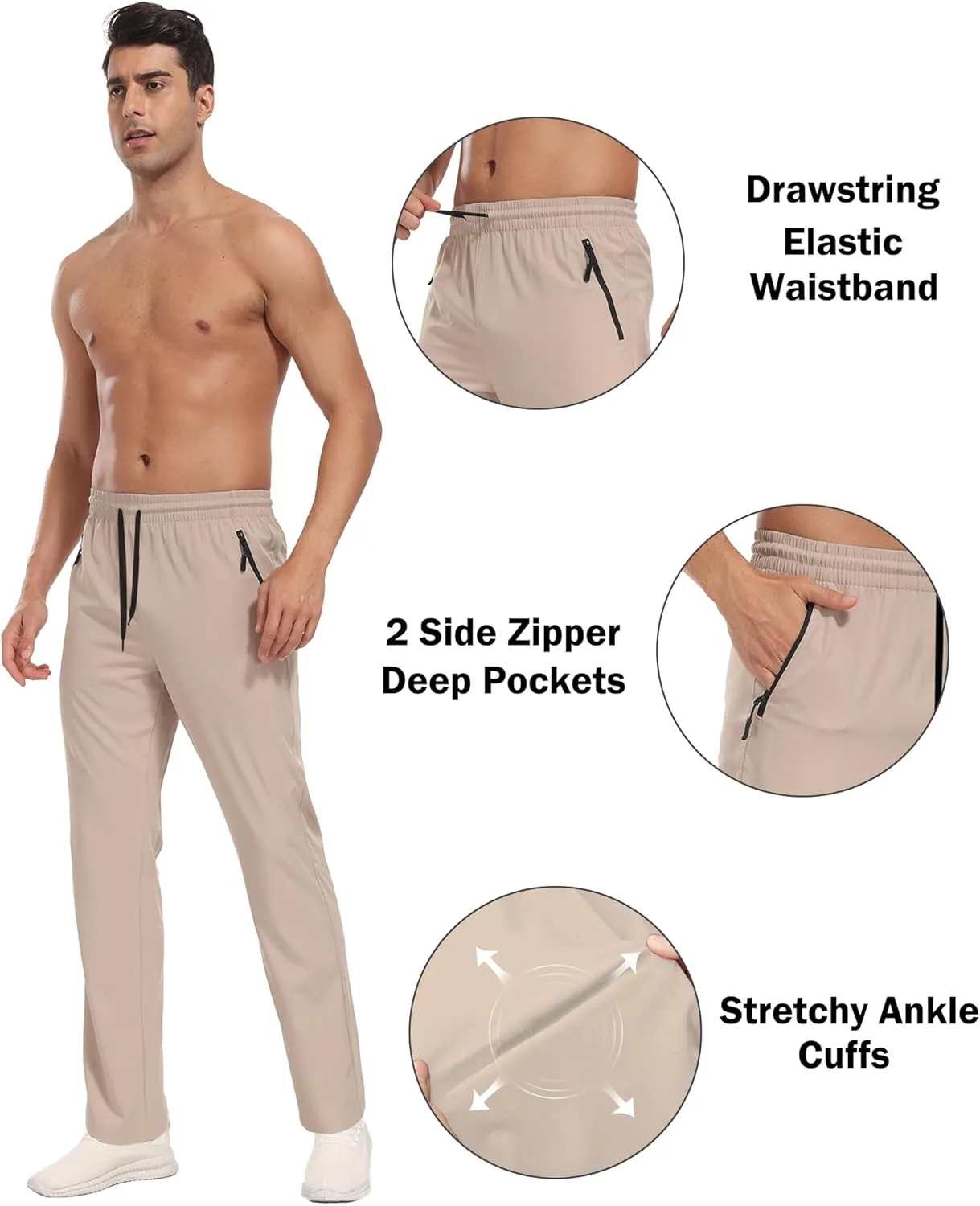 Hiking Pants Men Cargo Pants Water Resistant Lightweight Work Casual Pants Joggers with Zipper Pockets Outdoor HH24019M