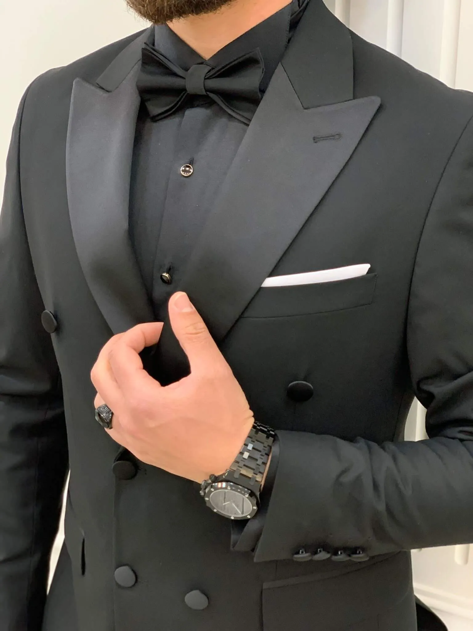 HolloMen Double Breasted Black Tuxedo