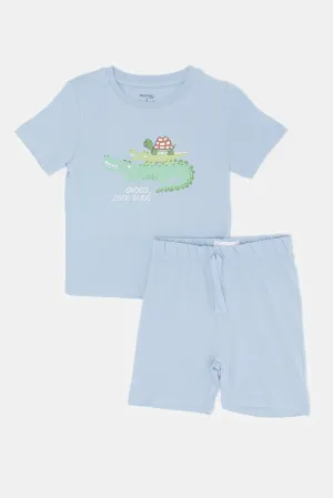 Infant Boys Blue Croc Print Pyjama Set (2 Piece)