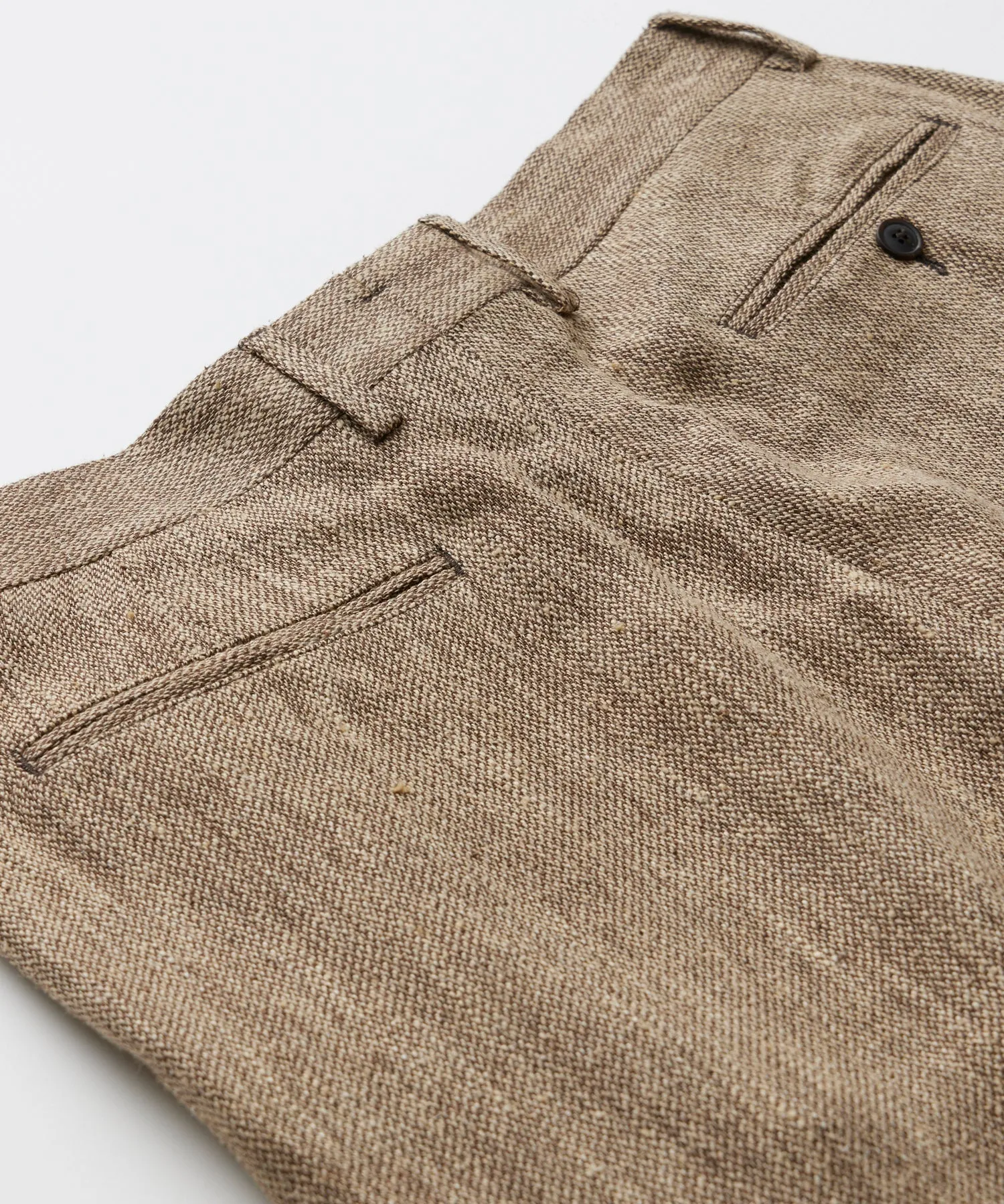 Italian Linen Silk Madison Trouser in Light Brown